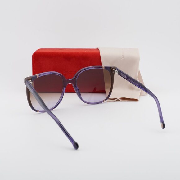 Carolina Herrera CH 0062/S 0E53 QR Sunglasses Violet Square Frame, Brown Lenses - Picture 11 of 11